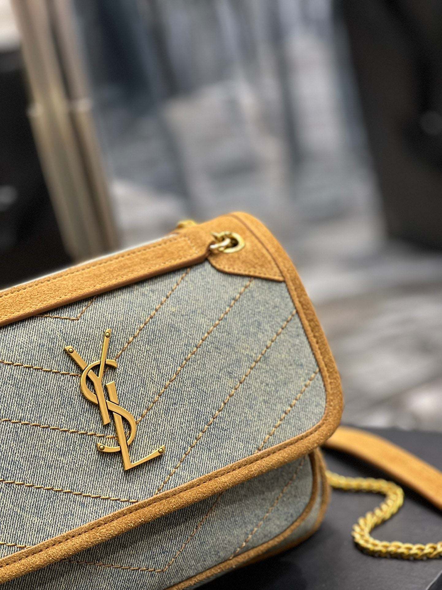 YSSL Niki Mini Chain Bag In Canvas For Women 8.6in/22cm YSL