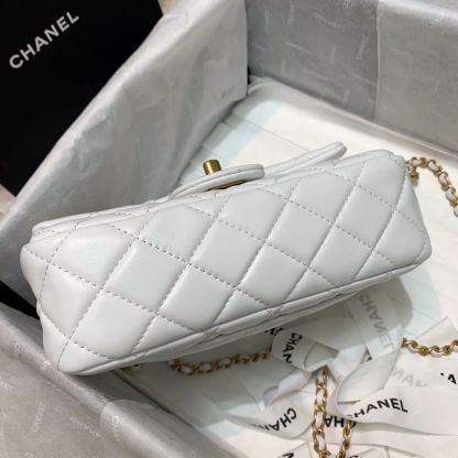 ChanelFlap Bag With ChanelBall On Strap White For Women, Women&#8217;s Handbags, Shoulder And Crossbody Bags 7.8in/20cm AS1787