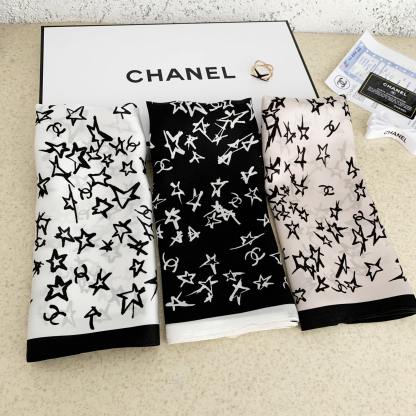 CC SILK CC STAR SCARF BLACK