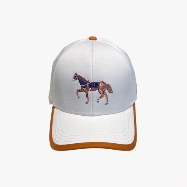 HM CANVAS BASEBALL CAP HORSE HAT WHITE