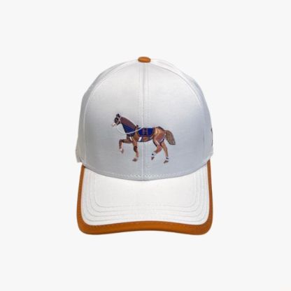 HM CANVAS BASEBALL CAP HORSE HAT WHITE