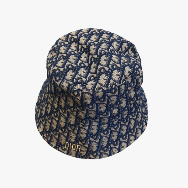 DOR OBLIQUE BUCKET HAT WITH DOR HARDWARE BLUE AND BEIGE
