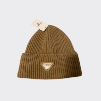 PD WOOL AND CASHMERE BEANIE SLIVER BROWN