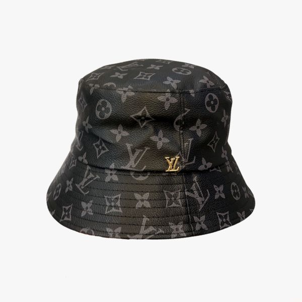 LV MONOGRAM LEATHER BUCKER HAT BLACK
