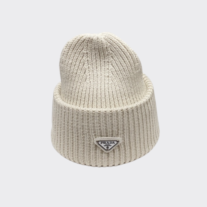 PD WOOL AND CASHMERE BEANIE SLIVER CREAM
