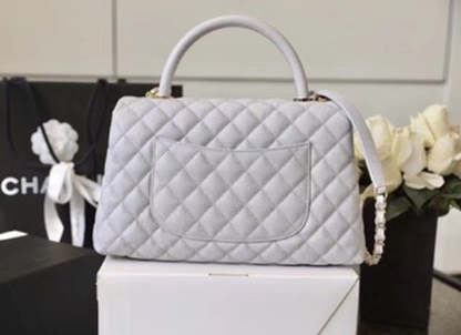 Chanel Coco With Top Handle Bag Gold Toned Hardware White For Women 11.4in/29cm