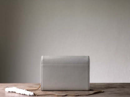 YSSL Cassandra Flap-Front Crossbody Bag White For Women 8.7in/22cm YSL 