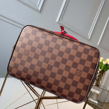 LV NeoNoe MM Bucket Bag Damier Ebene Canvas Cherry Berry For Women,  Shoulder And Crossbody Bags 10.2in/26cm LV N40214
