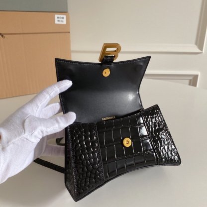 Balen Hourglass XS Handbag In Black, For Women, Women’s Bags 7.4in/19cm