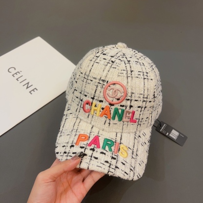 CC FANTASY TWEED MULTICOLOR LOGO BASEBALL CAP HAT WHITE