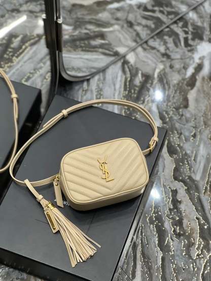 YSSL Lou Belt Bag Beige In Matelassé Gold Toned Hardware For Women 6.1in/15cm YSL 614031DV7072721