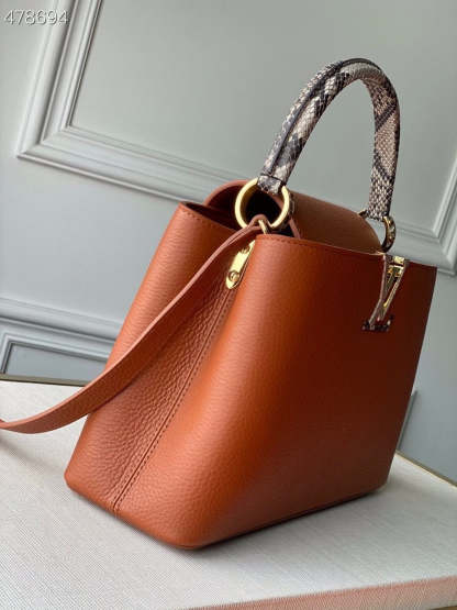 LV Woven Capucines Python Handle Bag 31cm Taurillon Leather Spring/Summer 2021 Collection N98388, Cognac