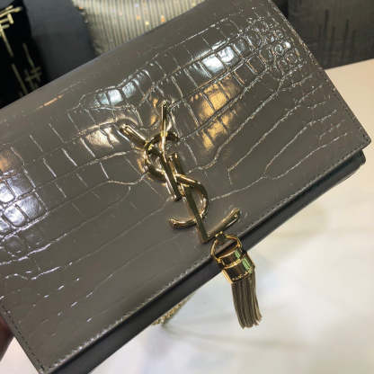 YSSL Kate Small Chain Bag With Tassel In Embossed Green For Women 7.8in/20cm YSL 