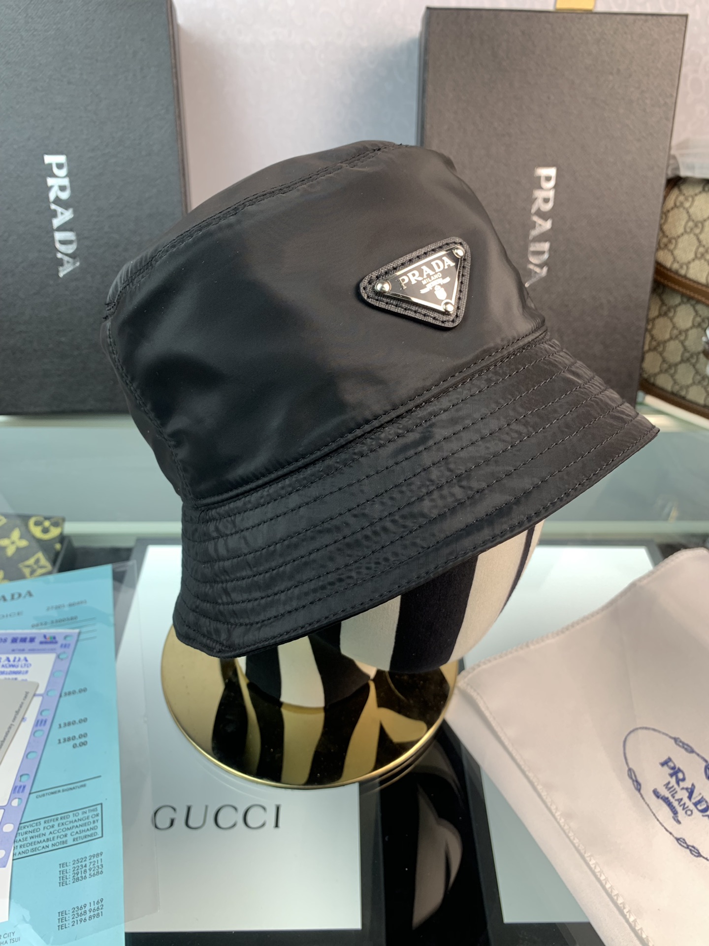 PD RE NYLON BUCKET HAT SLIVER BLACK