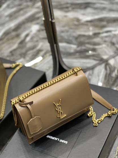 YSSL Sunset Medium Chain Bag For Women 8.6in/22cm Dark Beige YSL 442906D420W2721
