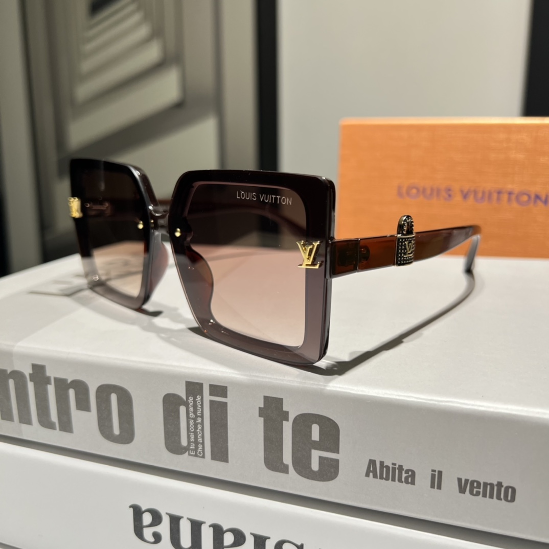 LV LOCK SQUARE SUNGLASSES BROWN