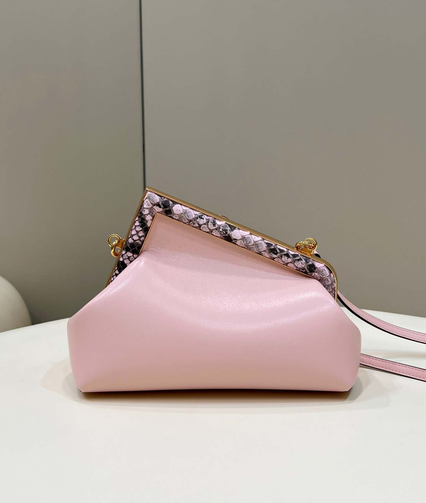 FI First Small Pink and Pink python Bag For Woman 26cm/10in
