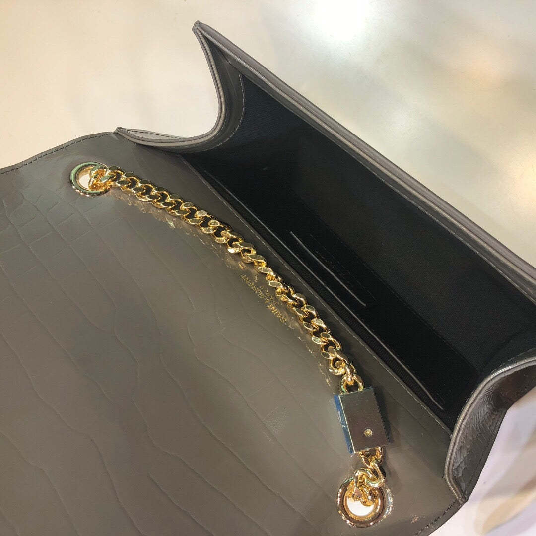 YSSL Kate Small Chain Bag With Tassel In Embossed Green For Women 7.8in/20cm YSL 
