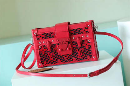 LV Petite Malle Monogram Red For Women, Women’s Handbags, Shoulder And Crossbody Bags 7.9in/20cm LV 