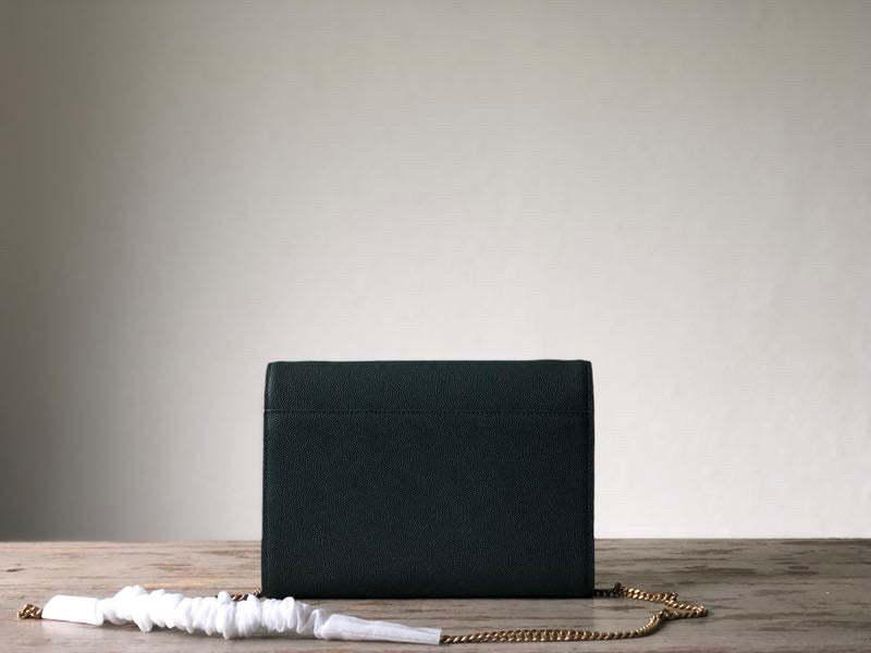 YSSL Cassandra Flap-Front Crossbody Bag Dark Green For Women 8.7in/22cm YSL