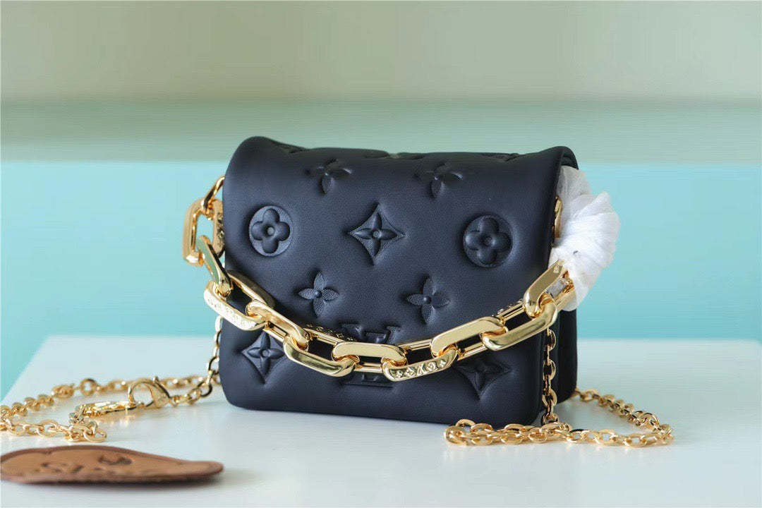 LV Beltbag Coussin Monogram Black For Women, Women’s Handbags, Shoulder And Crossbody Bags 5.1in/13cm LV