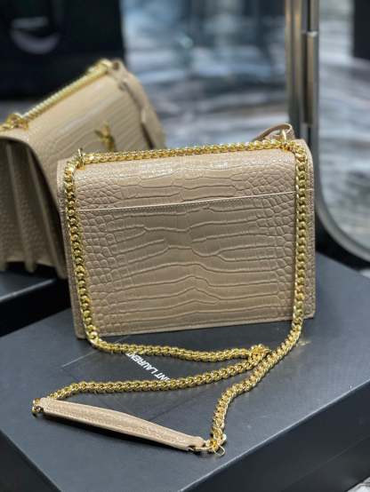 YSSL Sunset Medium Chain Bag For Women 8.6in/22cm Beige YSL 442906DND0J2721