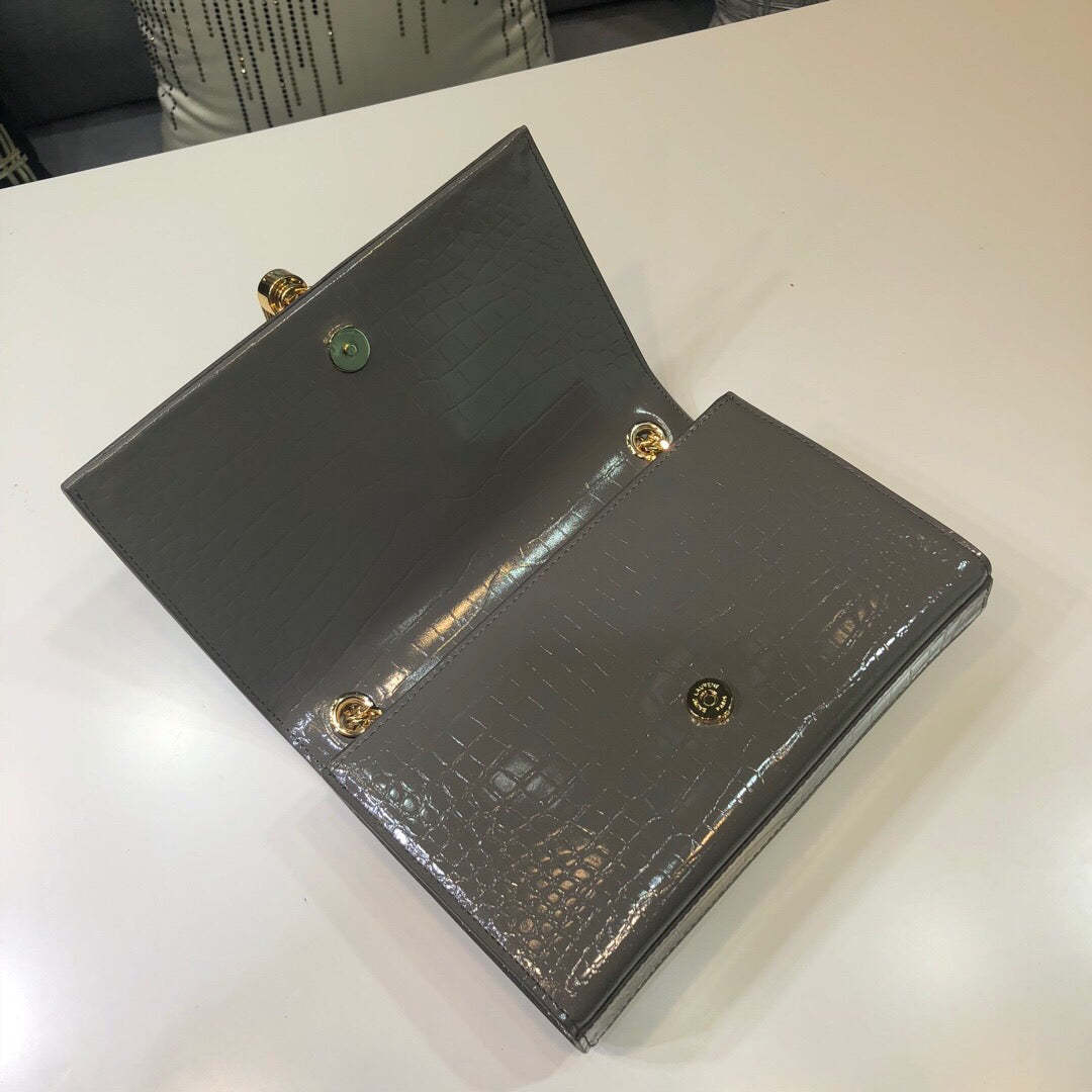 YSSL Kate Small Chain Bag With Tassel In Embossed Green For Women 7.8in/20cm YSL 