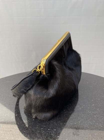 FI First Medium Black Fox Fur Bag For Woman 32.5cm/13in
