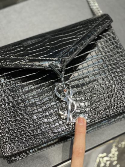YSSL Cassandra Medium Chain Bag Black For Women 8.6in/22cm YSL