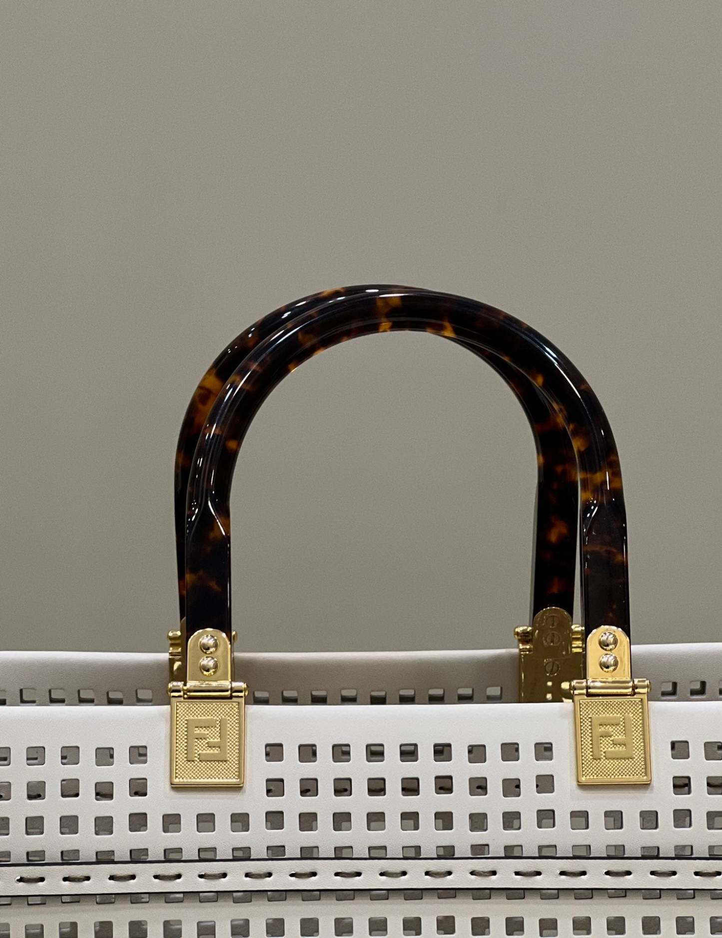 FI FI Sunshine Medium Two-toned perforated Bag For Woman 37cm/14.5in