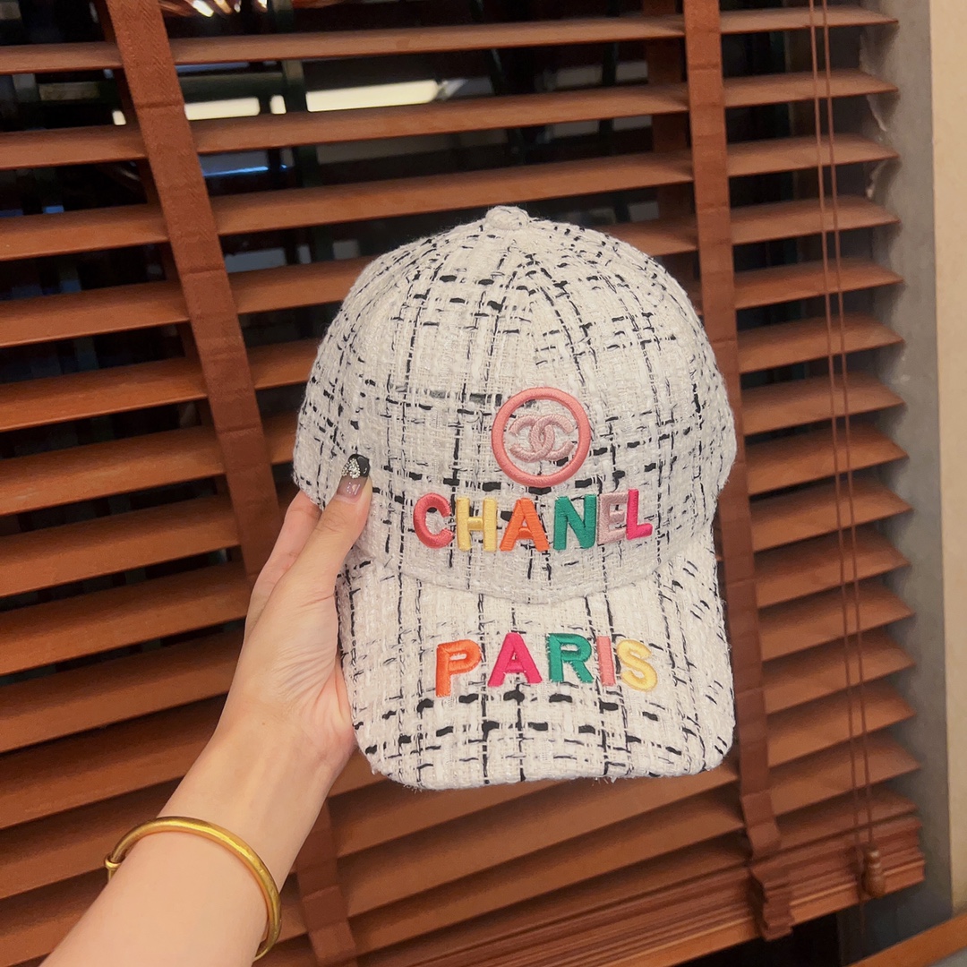 CC FANTASY TWEED MULTICOLOR LOGO BASEBALL CAP HAT WHITE