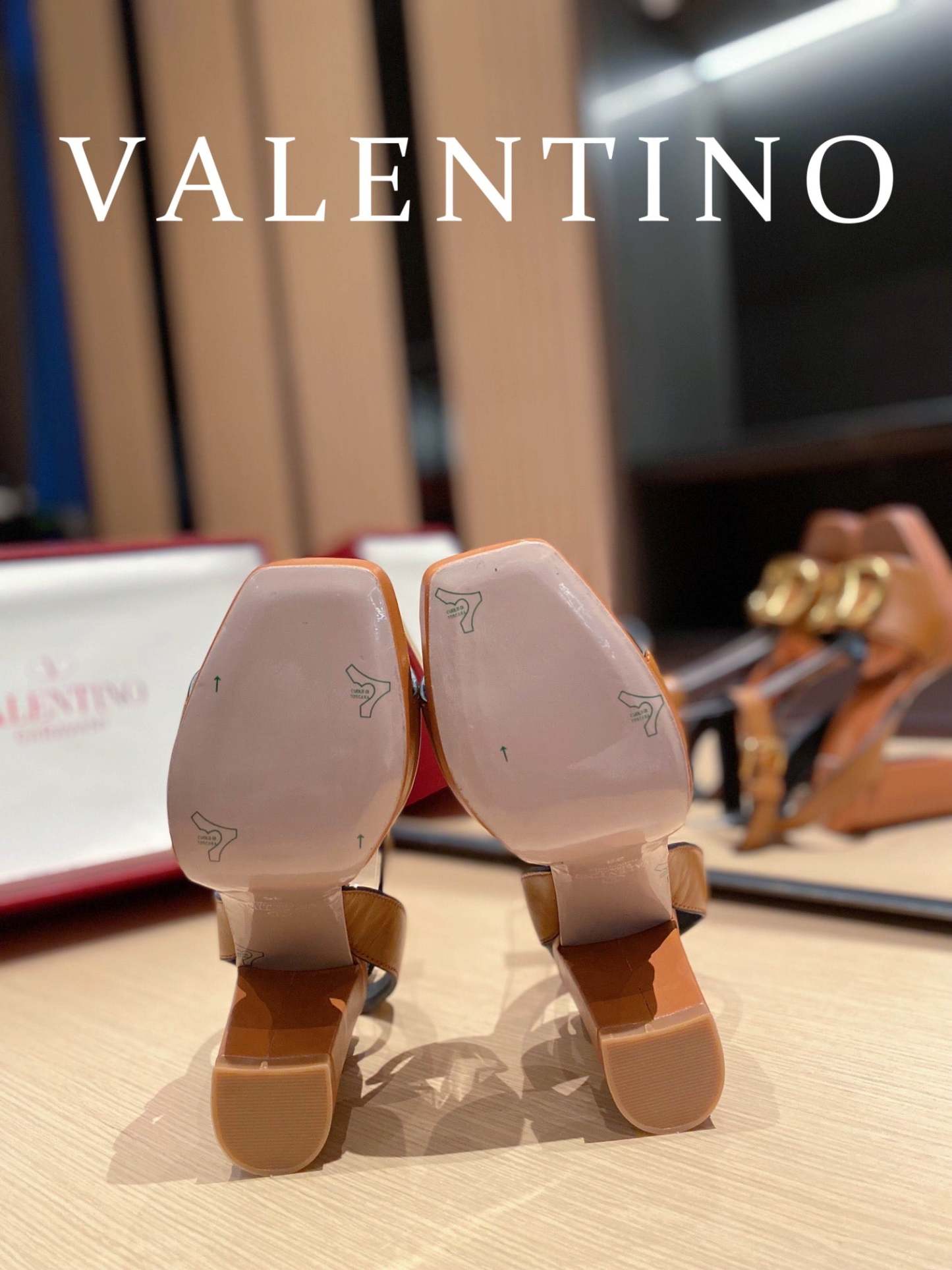 Valentino Garavani Strap Heeled Sandals With V Logo Signature Embellishment Orange For Women