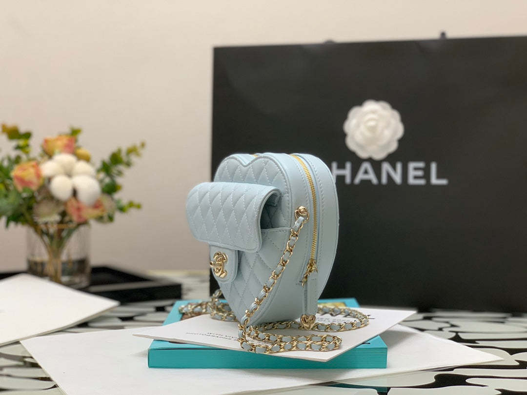 ChanelMini Heart Bag Grey For Women 7in/18cm AS3191 B07958