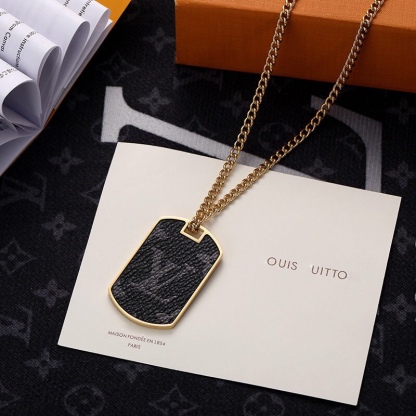 LV MONOGRAM ECLIPSE PLATE NECKLACE