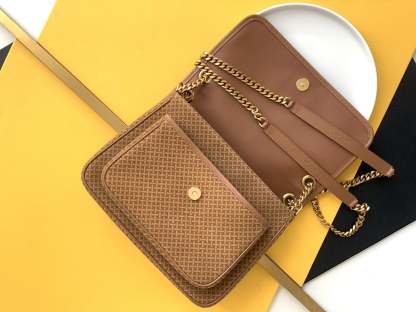 YSSL Niki Medium Chain Bag Brown In Vintage Crinkled With Gold Toned Hardware For Women 11in/28cm YSL