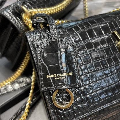 YSSL Sunset Medium Chain Bag For Women 8.6in/22cm Black YSL 442906DND0J1000