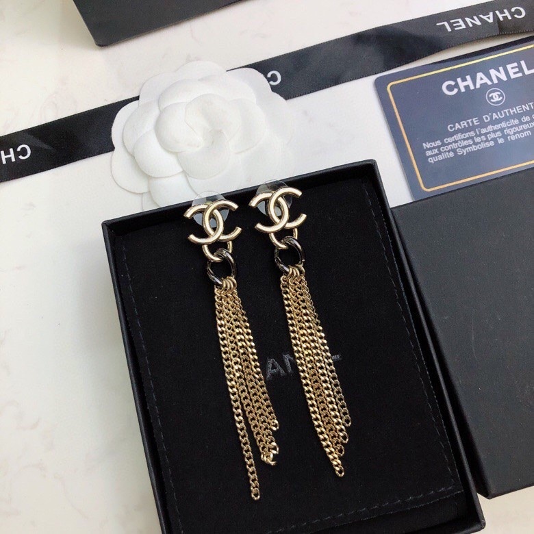CC CC DROP GOLD EARRINGS