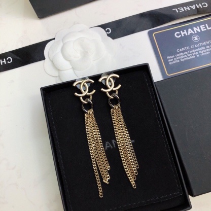 CC CC DROP GOLD EARRINGS