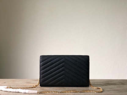 YSSL Monogram Chain Wallet Black For Women 8.7in/23cm YSL