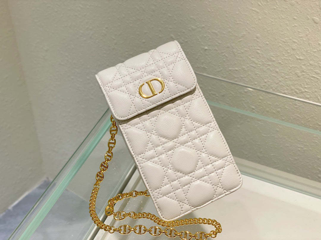DI Caro Phone Holder With Chain White, For Women, Women’s Handbags 7.5in/18.5cm CD
