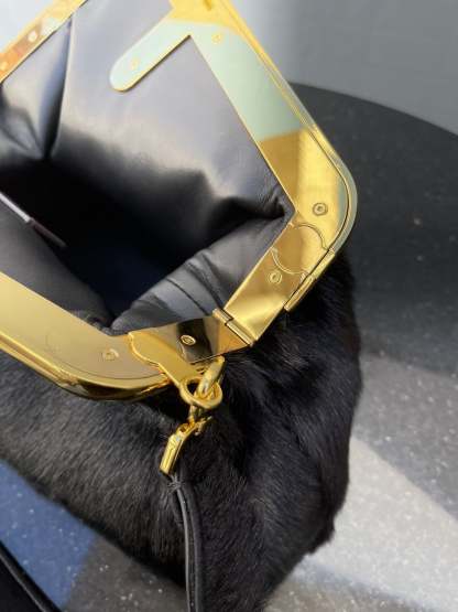 FI First Medium Black Fox Fur Bag For Woman 32.5cm/13in
