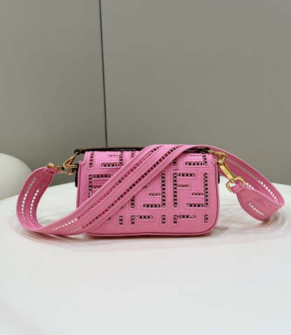 FI Baguette Pink with Embroidery Small Bag For Woman 21cm/8in