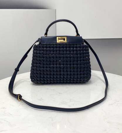 FI Peekaboo Mini Navy Blue Braided Bag For Woman 18cm/7in