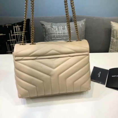 YSSL Loulou Small Chain Bag In Matelassé "Y" Beige For Women 9.8in/23cm YSL 494699DV7272721