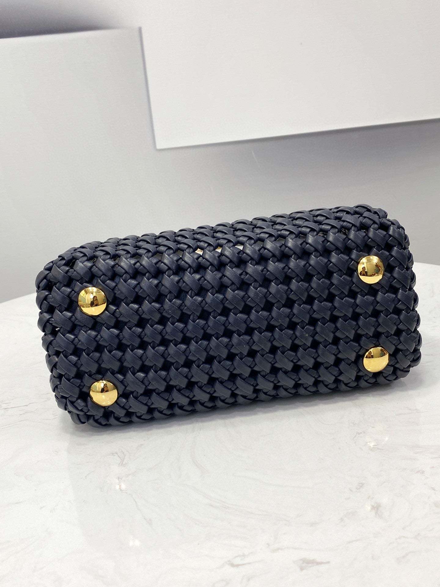 FI Peekaboo Mini Navy Blue Braided Bag For Woman 18cm/7in