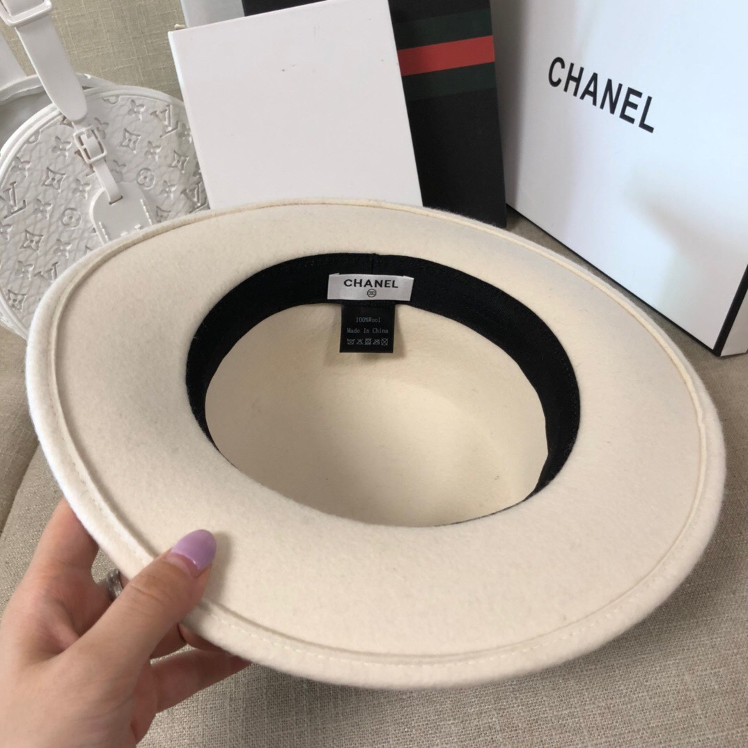 CC CC WIDE BRIM WOOL HAT WHITE