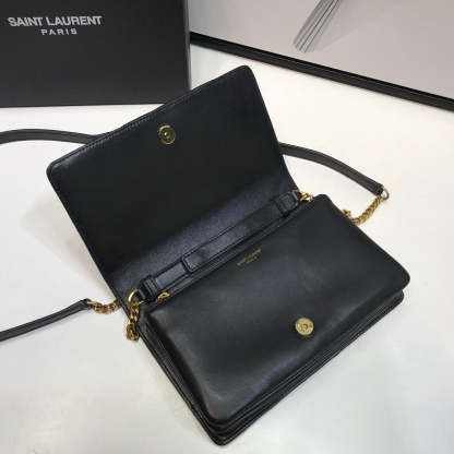 YSSL Angie Patent Handbag Black For Women 8.6in/22cm YSL