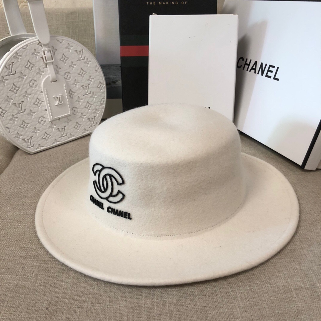CC CC WIDE BRIM WOOL HAT WHITE