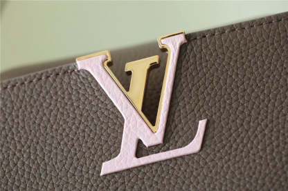 LV Capucines Mini Taurillon Smokey Brown Green/ Creme/ Pink For Women,  Shoulder And Crossbody Bags 21cm/8.3in LV