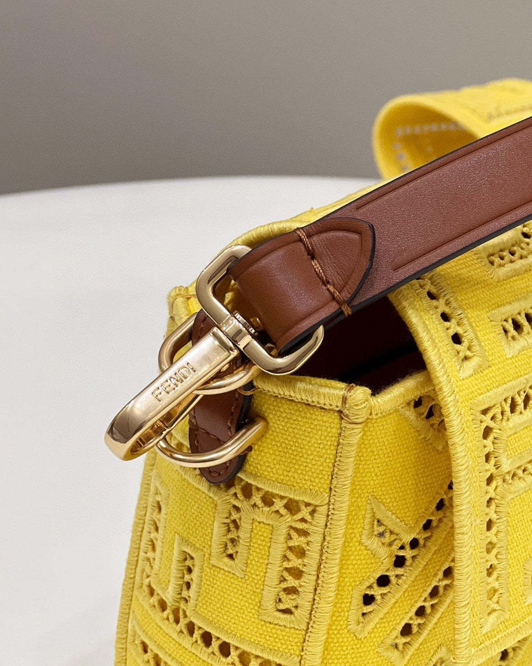 FI Baguette Yellow with Embroidery Medium Bag For Woman 28cm/11in